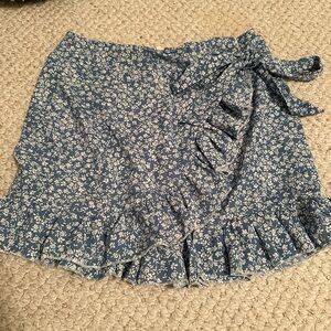 Floral Ruffle Wrap Skirt